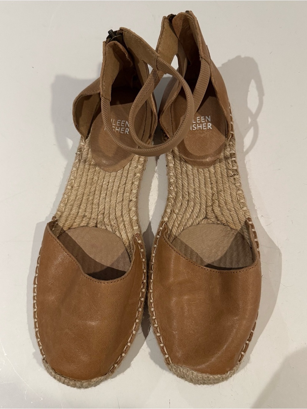 Eileen Fisher Tan Espadrille Wedge Sandals